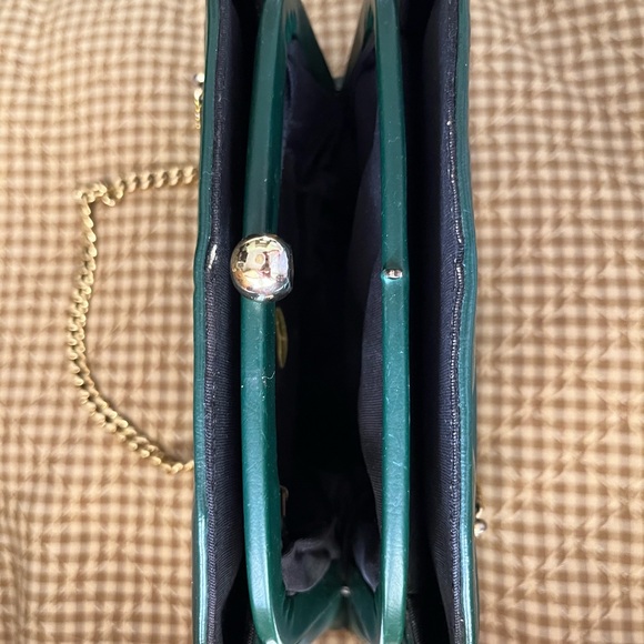 Vintage Garay art deco style emerald green purse with gold chain - Picture 4 of 7